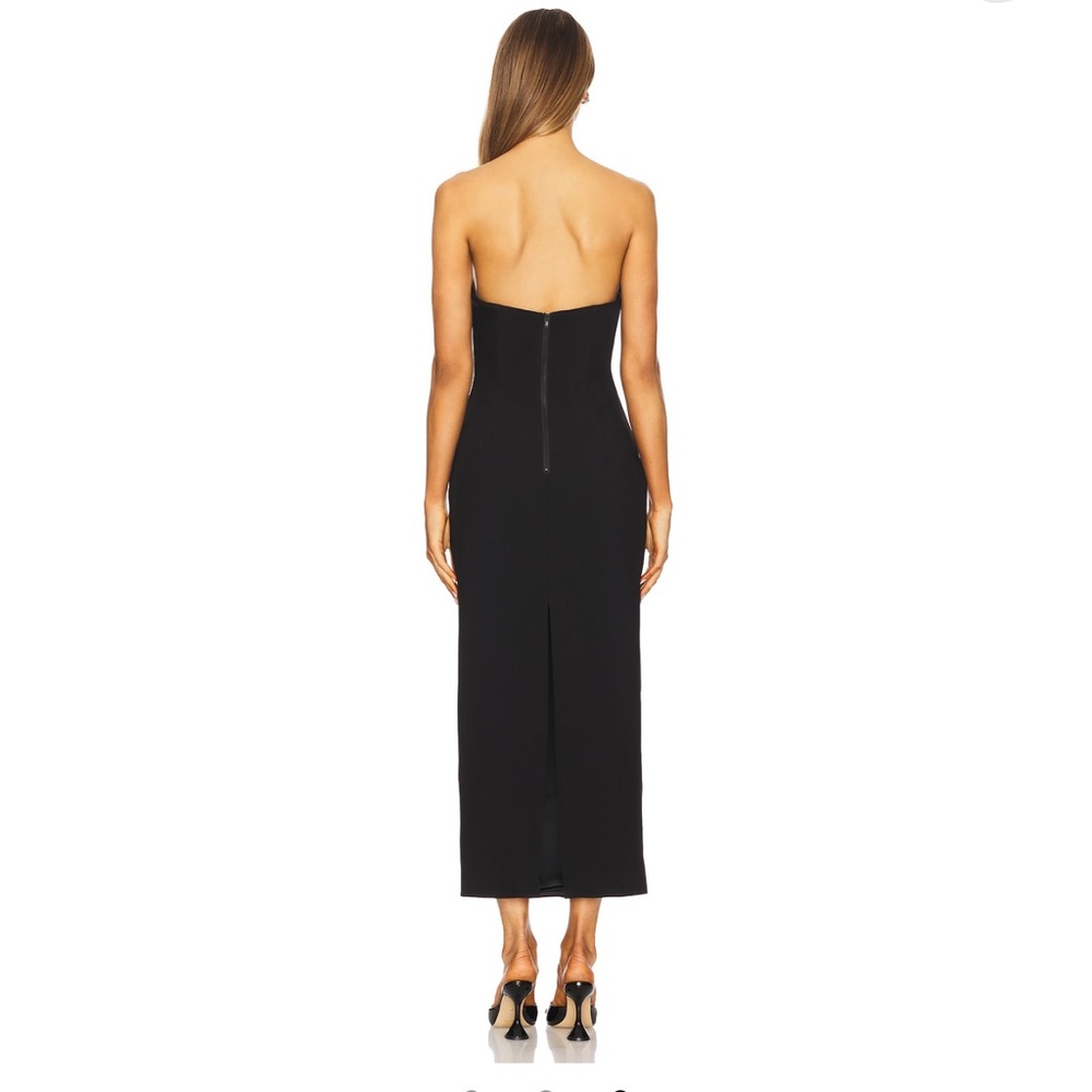 Bardot Black Midi Dress with Plunge Neckline - Picture 3 of 4